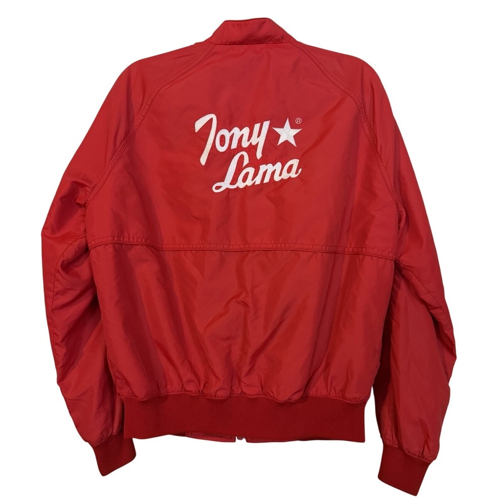 Vintage Tony Lama Full Zip Nylon Jacket Size L Red Lightweight Cowboy Western